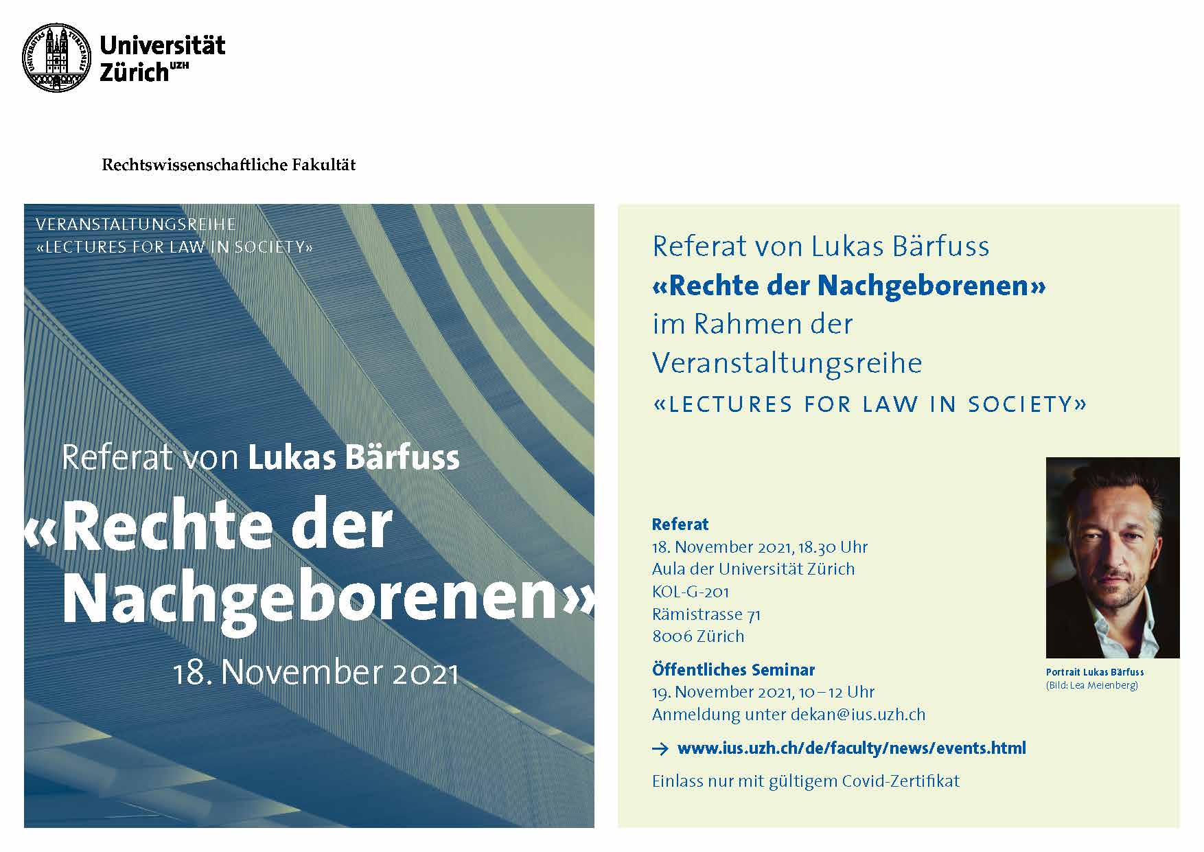 Flyer public lecture Lukas Bärfuss